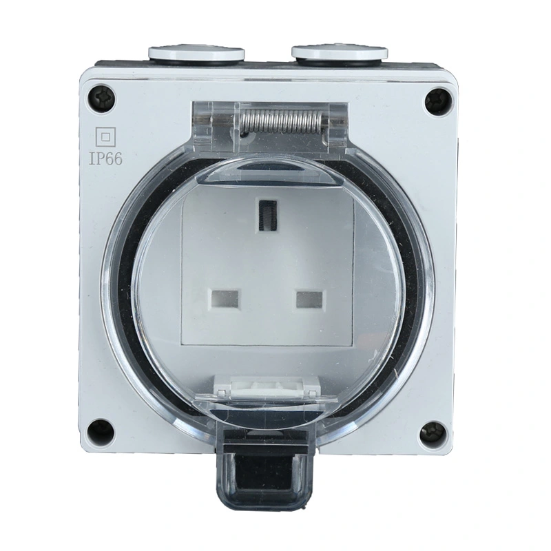 IP66 Series UK Waterproof Wall Electric Socket na mgba ọkụ